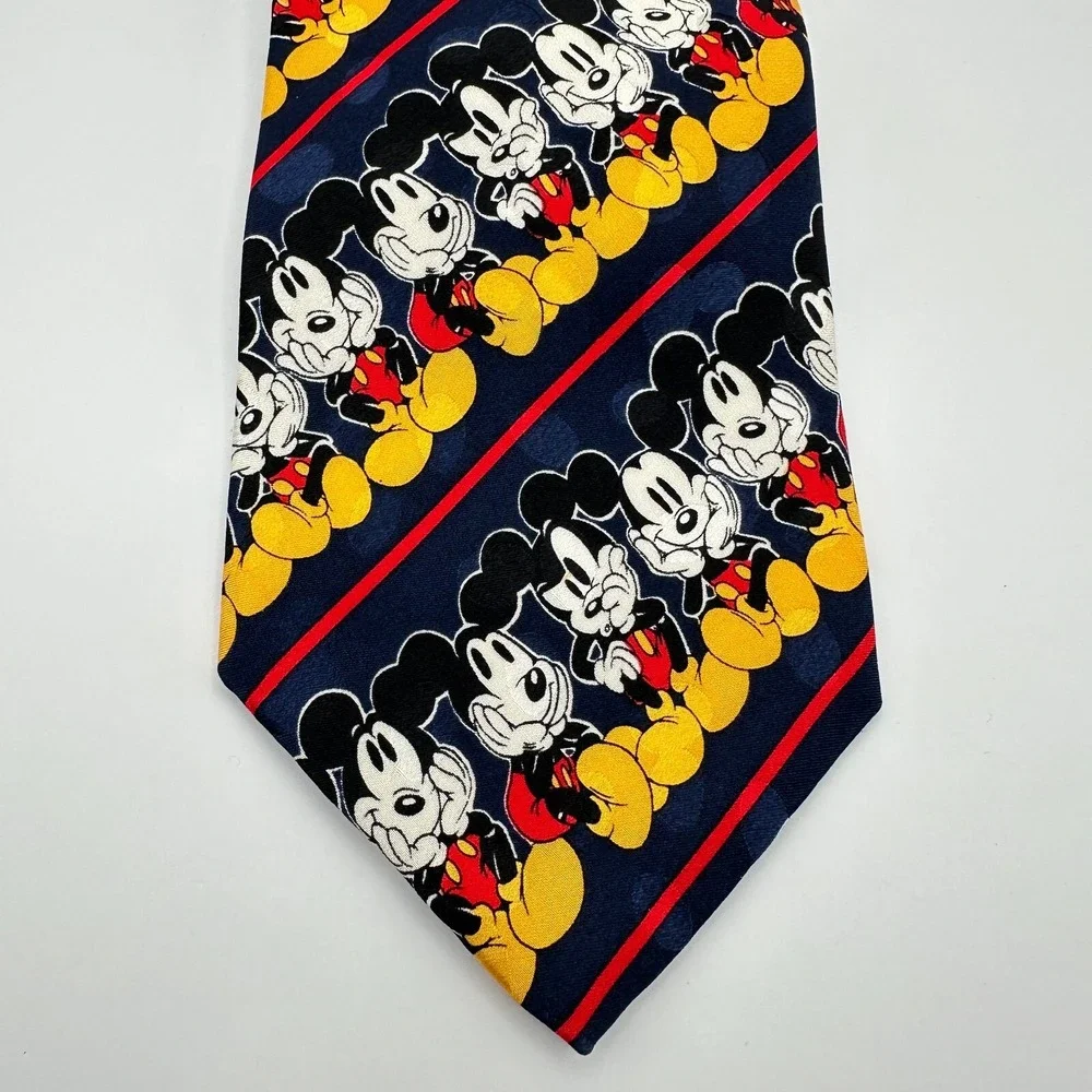 Vintage Mickey Inc. Mickey Mouse Necktie Mens Black Yellow Silk Classic Disney